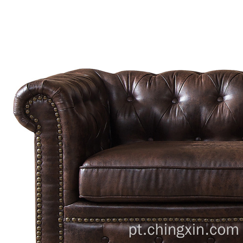 Tufted Chesterfield Sofá Setting Mobiliário de sala de estar